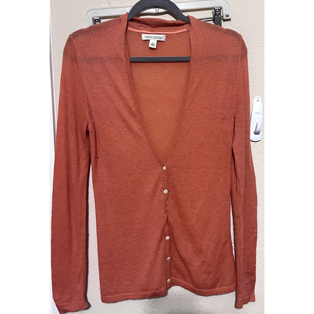 Banana Republic Womens Alpaca Wool Lightweight Cardigan Sweater Italian Yarn M